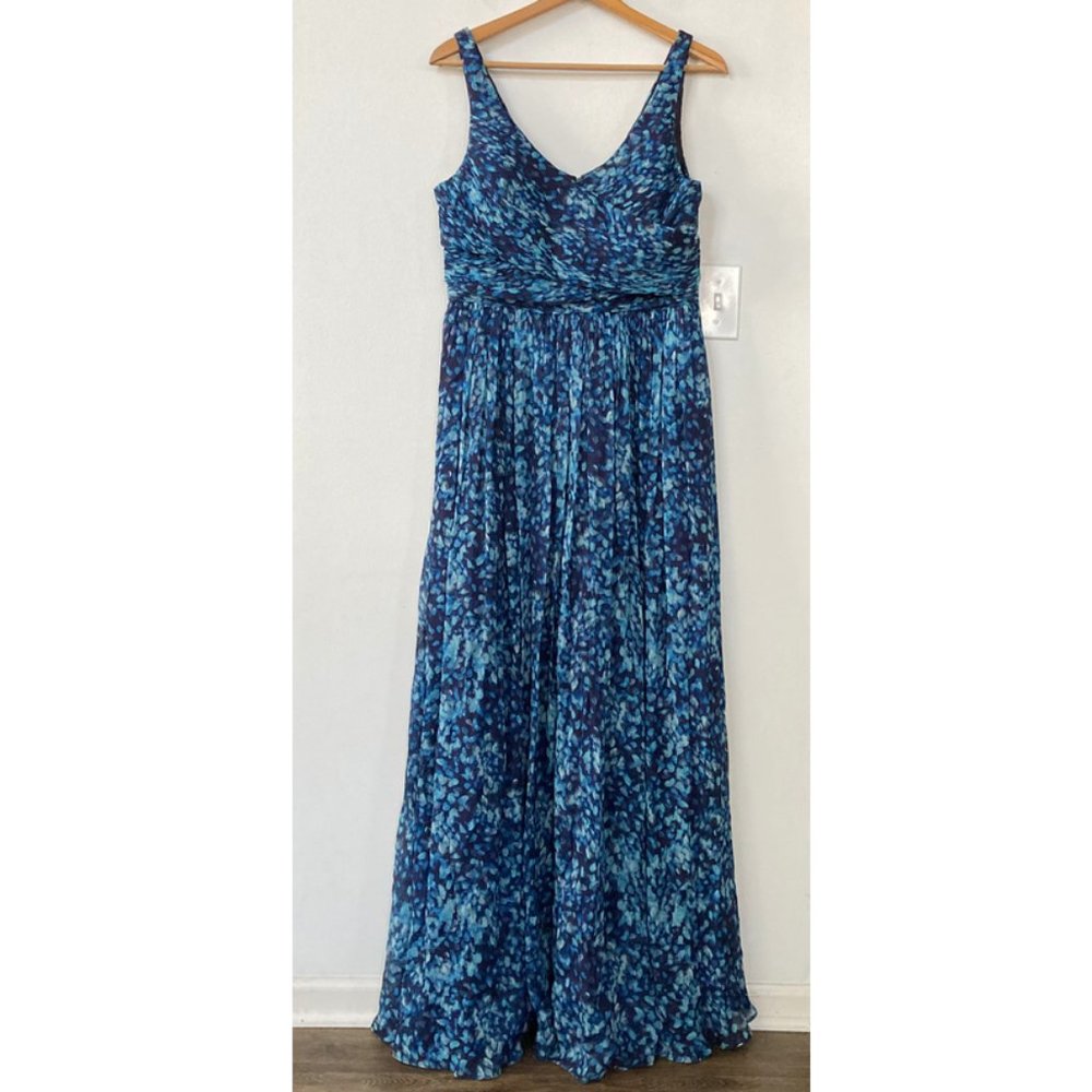 J Crew Silk Chiffon Heidi Gown in Watercolor Floral